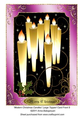 Modern Christmas Candles Large Topper/ Card Front 5