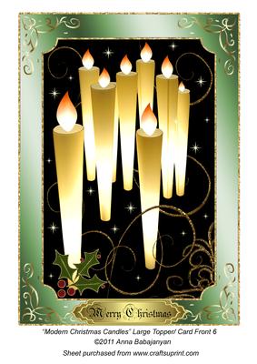 Modern Christmas Candles Large Topper/ Card Front 6