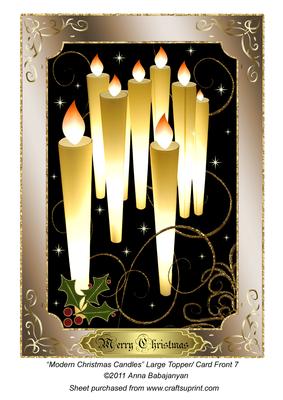 Modern Christmas Candles Large Topper/ Card Front 7