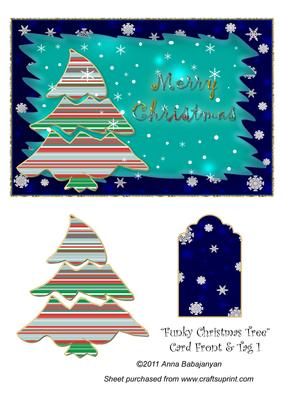 Funky Christmas Tree Card Front & Tag 1