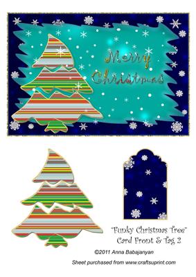 Funky Christmas Tree Card Front & Tag 2