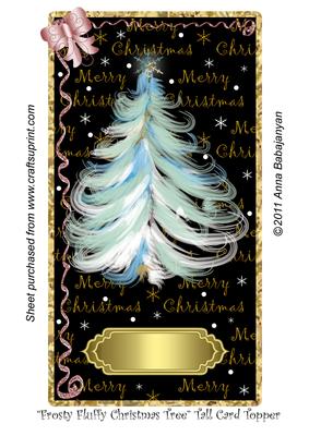Frosty Fluffy Christmas Tree Tall Card Topper