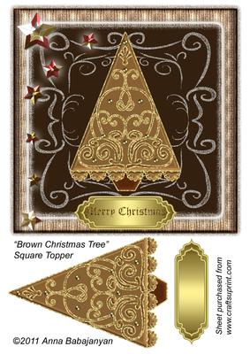Brown Christmas Tree Square Topper 1