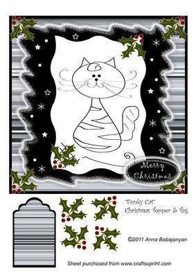Funky Cat Christmas Topper & Tag