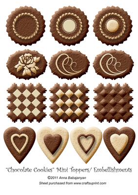 Chocolate Cookies Mini Toppers/ Embellishments