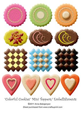 Colorful Cookies Mini Toppers/ Embellishments