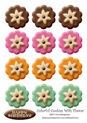 Colorful Cookies with Flower