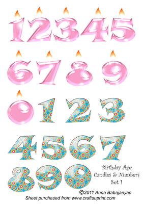 Birthday Age Candles & Numbers Set 1