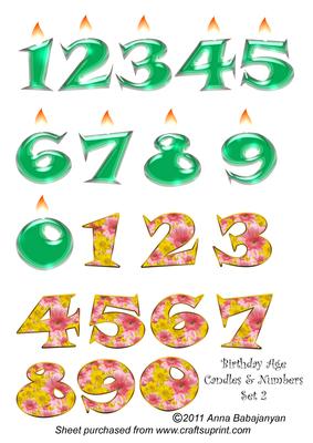 Birthday Age Candles & Numbers Set 2