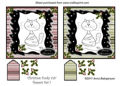 Christmas Funky Cat Toppers Set 1
