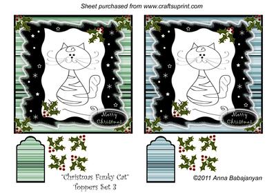 Christmas Funky Cat Toppers Set 3