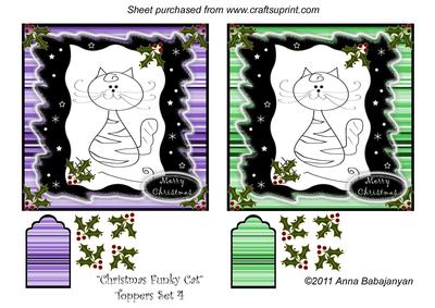 Christmas Funky Cat Toppers Set 4