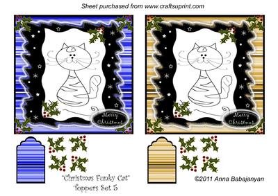 Christmas Funky Cat Toppers Set 5