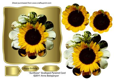 Sunflower Scalloped Pyramid Card