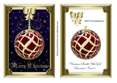 Christmas Bauble with Gold Decoration Card 1