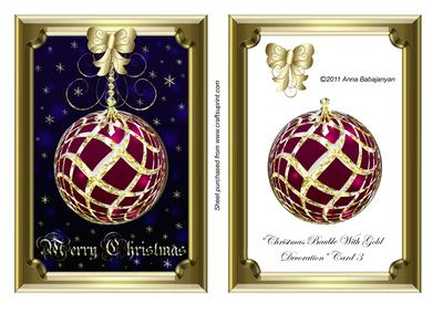 Christmas Bauble with Gold Decoration Card 3