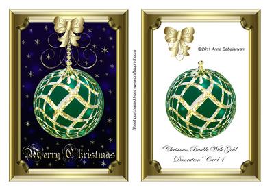 Christmas Bauble with Gold Decoration Card 4