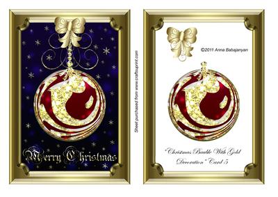 Christmas Bauble with Gold Decoration Card 5