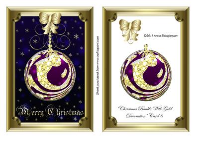 Christmas Bauble with Gold Decoration Card 6