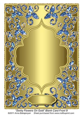 Swirly Flowers on Gold Blank Card Front 9