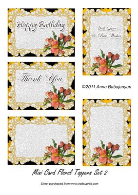 Mini Card Floral Toppers Set 2
