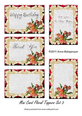 Mini Card Floral Toppers Set 3