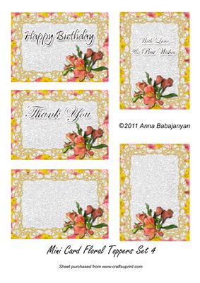 Mini Card Floral Toppers Set 4