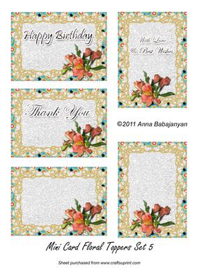 Mini Card Floral Toppers Set 5