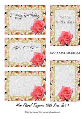 Mini Floral Toppers with Rose Set 1