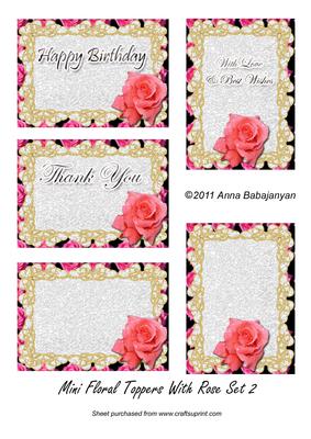Mini Floral Toppers with Rose Set 2