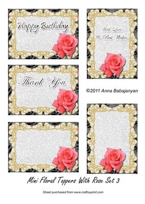 Mini Floral Toppers with Rose Set 3
