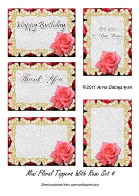 Mini Floral Toppers with Rose Set 4