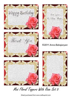 Mini Floral Toppers with Rose Set 5