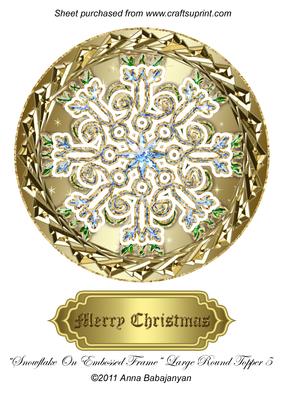 Snowflake on Embossed Frame Large Round Topper 5