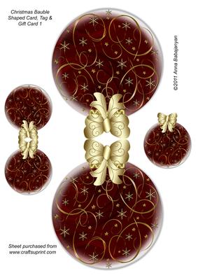 Christmas Bauble Shaped Card, Tag & Gift Card 1