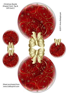 Christmas Bauble Shaped Card, Tag & Gift Card 2