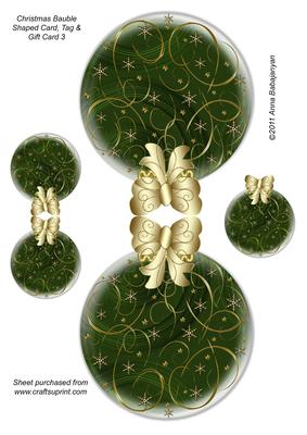 Christmas Bauble Shaped Card, Tag & Gift Card 3