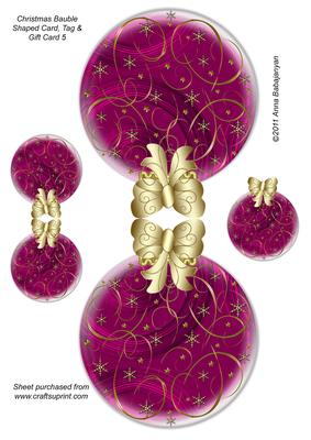 Christmas Bauble Shaped Card, Tag & Gift Card 5