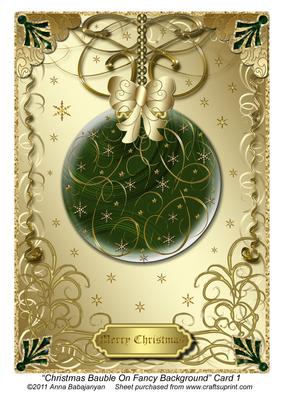 Christmas Bauble on Fancy Background Card 1