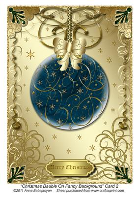 Christmas Bauble on Fancy Background Card 2