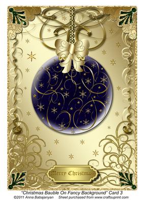 Christmas Bauble on Fancy Background Card 3