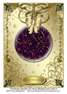 Christmas Bauble on Fancy Background Card 4