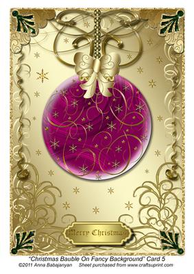 Christmas Bauble on Fancy Background Card 5