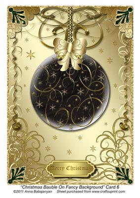 Christmas Bauble on Fancy Background Card 6