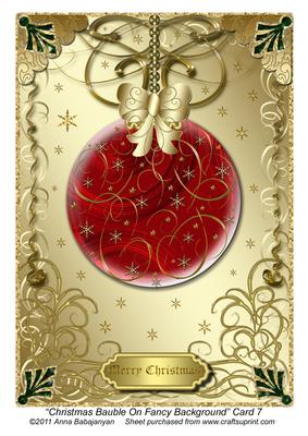 Christmas Bauble on Fancy Background Card 7