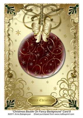 Christmas Bauble on Fancy Background Card 8