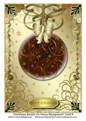 Christmas Bauble on Fancy Background Card 9