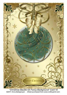 Christmas Bauble on Fancy Background Card 10