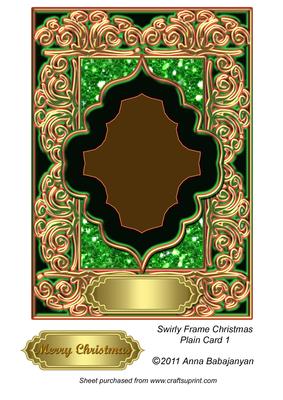 Swirly Frame Christmas Plain Card 1