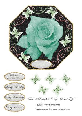 Rose & Butterflies Octagon Shaped Topper 7